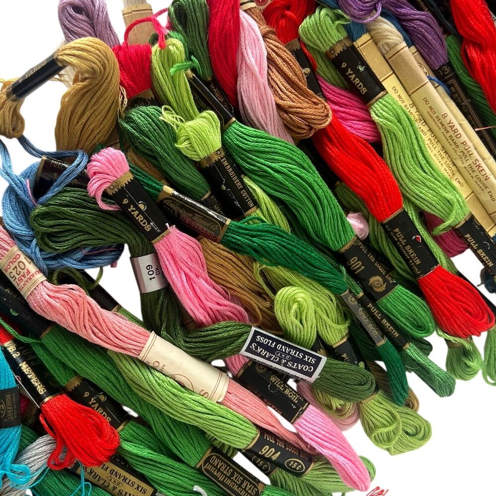 Vintage Embroidery Floss Lot 99 Skeins J&P Coats Bucilla American Thread Cotton - Picture 3 of 6